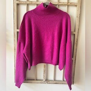 Free People Cropped Cashmere Turtleneck Sweater